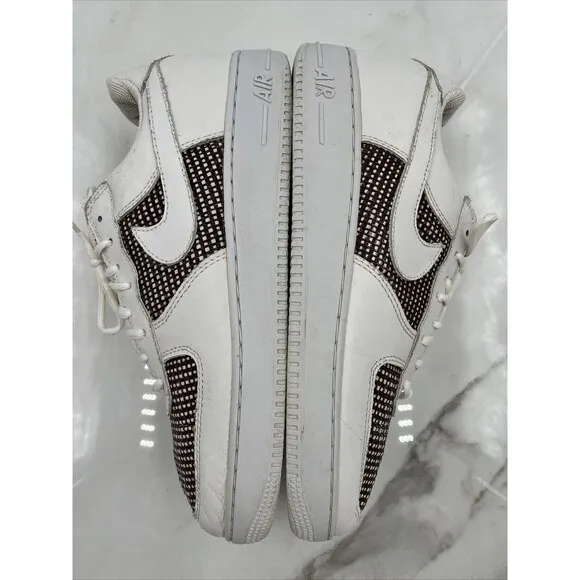 Vintage Nike Air Force 1 Shoes Mens Sz 11.5 Low Brown Grid Pattern Top 2004 US