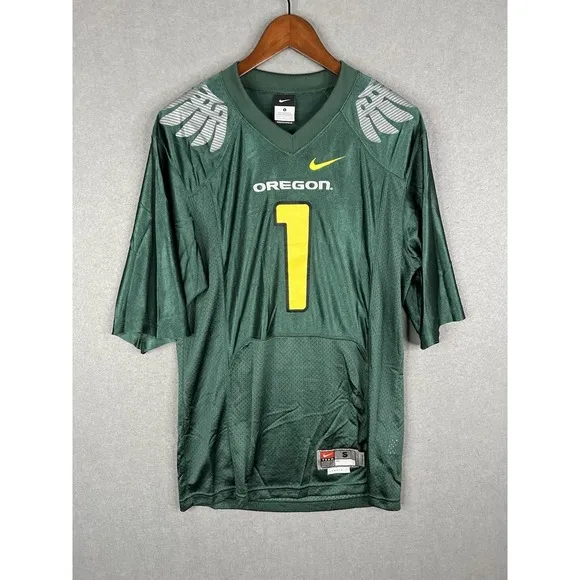 VINTAGE Nike Oregon DUCKS #1 Football Jersey Adult Small Green Authentic Mens‎