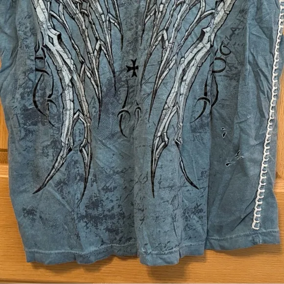 Vintage Raw State Redemption Blue Wing Cross Tshirt Size 2XL