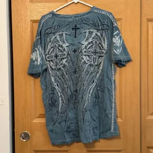 Vintage Raw State Redemption Blue Wing Cross Tshirt Size 2XL
