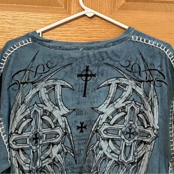 Vintage Raw State Redemption Blue Wing Cross Tshirt Size 2XL