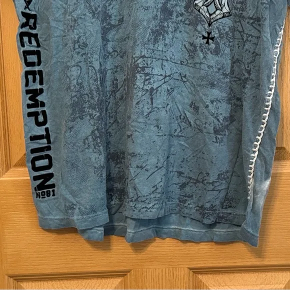 Vintage Raw State Redemption Blue Wing Cross Tshirt Size 2XL