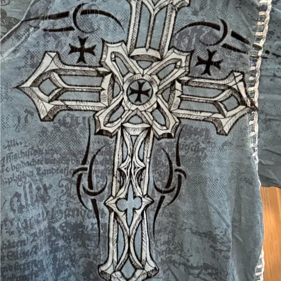 Vintage Raw State Redemption Blue Wing Cross Tshirt Size 2XL