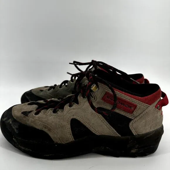Vintage Salomon 1999 Exentric Hiking Shoes Lace Up Suede Outdoor Taupe Gray 8