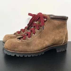 Vintage Vasque Red Lace Up Hiking Boots Suede Leather Mountaineering USA Shoes 6