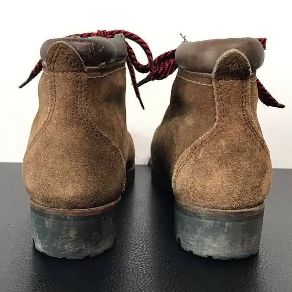 Vintage Vasque Red Lace Up Hiking Boots Suede Leather Mountaineering USA Shoes 6