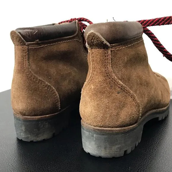 Vintage Vasque Red Lace Up Hiking Boots Suede Leather Mountaineering USA Shoes 6