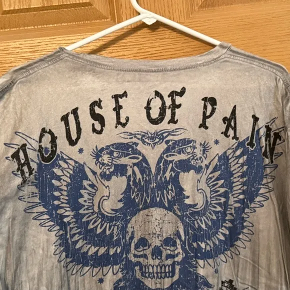 Vintage Y2K House of Pain Grey Blue Skull T-Shirt Size XL