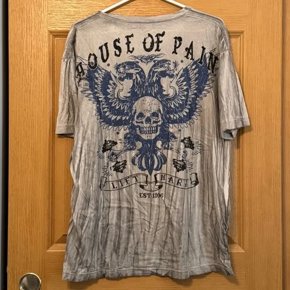 Vintage Y2K House of Pain Grey Blue Skull T-Shirt Size XL