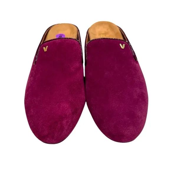 Vionic Carnegie Slip-on Mules Womens Suede Purple Merlot Shoe Size 8