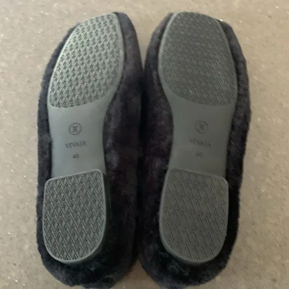 Vivaia Margot 2.0 Black Mink Faux Fur Flats 9