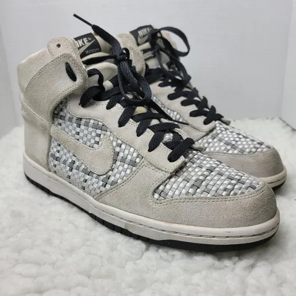 Vtg Nike Dunk Mens Size 10High Top Premium Suede Woven Grey Silver 317891-007