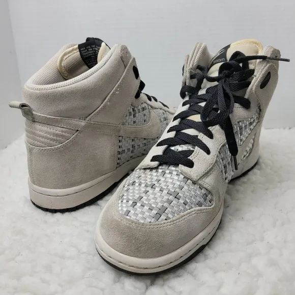 Vtg Nike Dunk Mens Size 10High Top Premium Suede Woven Grey Silver 317891-007