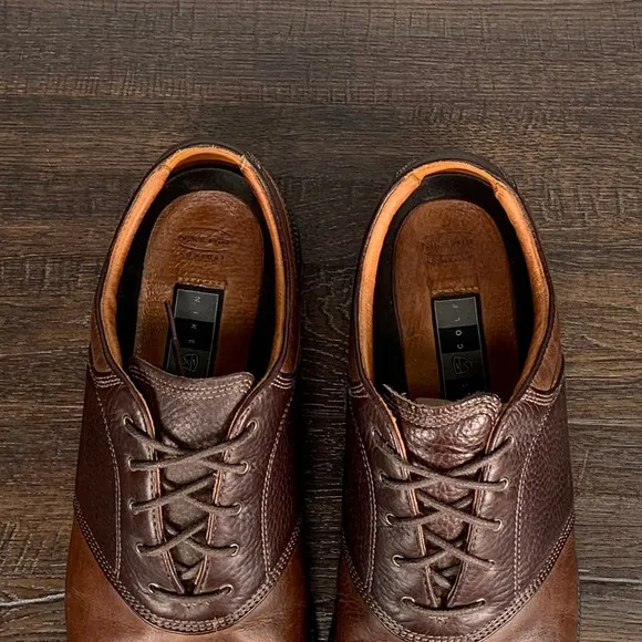 VTG Nike KEMPSHALL LAST Golf Shoes Mens 11 Brown Leather Oxford Spikes Cleats