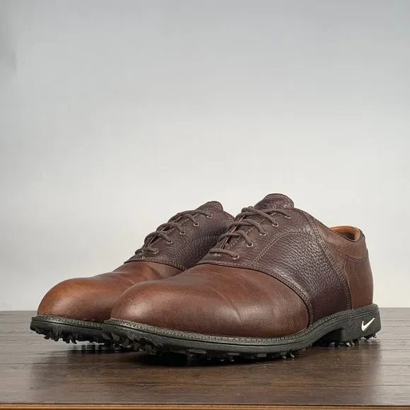 VTG Nike KEMPSHALL LAST Golf Shoes Mens 11 Brown Leather Oxford Spikes Cleats