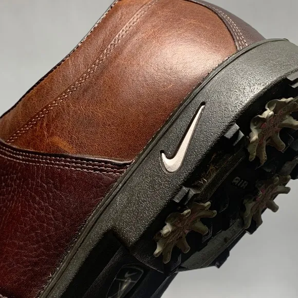 VTG Nike KEMPSHALL LAST Golf Shoes Mens 11 Brown Leather Oxford Spikes Cleats