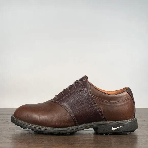 VTG Nike KEMPSHALL LAST Golf Shoes Mens 11 Brown Leather Oxford Spikes Cleats