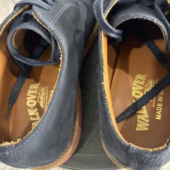 Walk Over Nubuck Suede Leather Shoes Mens Size US 10 M Navy Oxford Made in USA