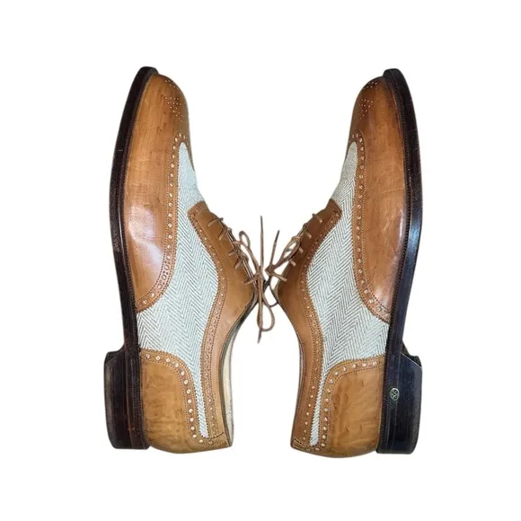 Walter Genuin Men’s Brown Leather Brogue Golf Shoes Size 10 Wingtip Italian