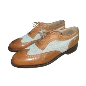 Walter Genuin Men’s Brown Leather Brogue Golf Shoes Size 10 Wingtip Italian