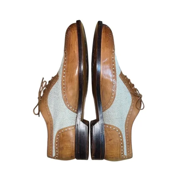 Walter Genuin Men’s Brown Leather Brogue Golf Shoes Size 10 Wingtip Italian