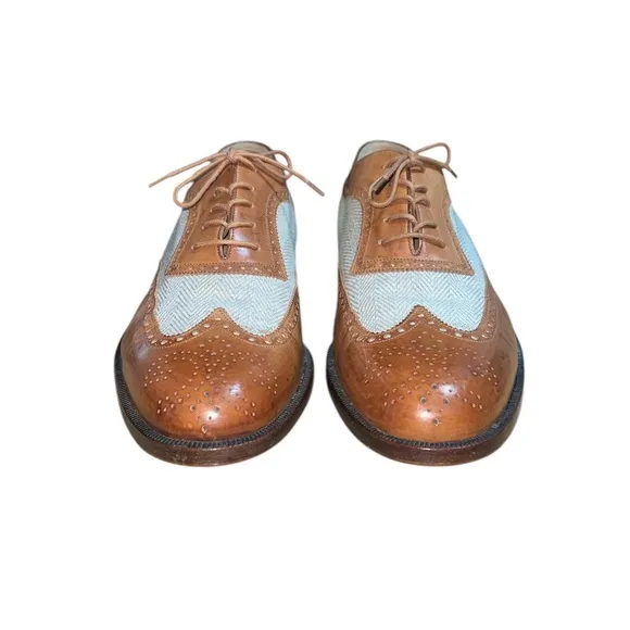 Walter Genuin Men’s Brown Leather Brogue Golf Shoes Size 10 Wingtip Italian