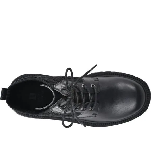 White Mountain Boots Shayne Black Quilted Lace Up Combat Booties size 9.5