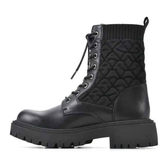 White Mountain Boots Shayne Black Quilted Lace Up Combat Booties size 9.5