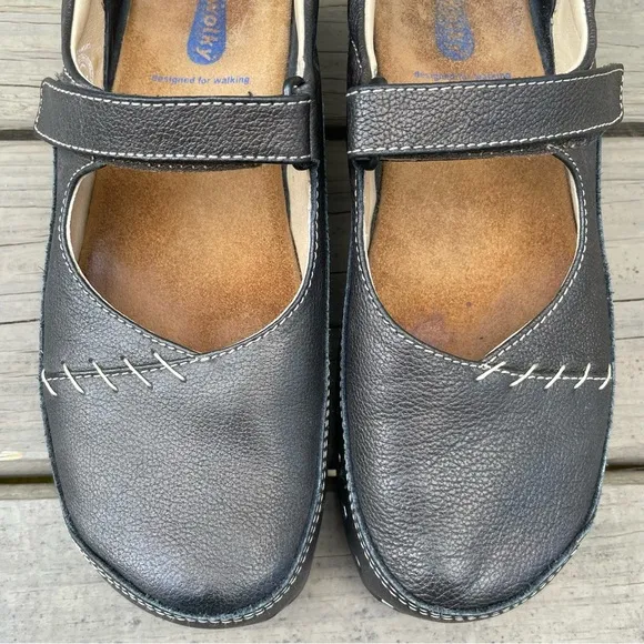 Wolky Strap Cloggy Metallic Silver Leather Shoes size 41