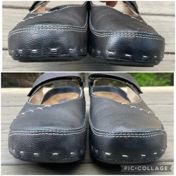 Wolky Strap Cloggy Metallic Silver Leather Shoes size 41