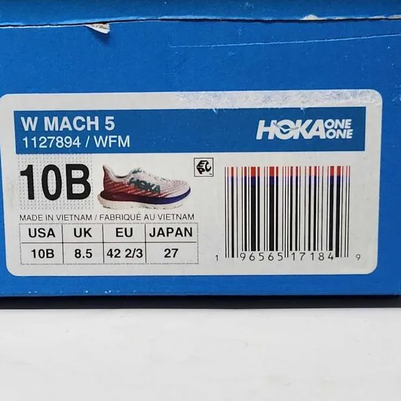 Women's 10 Hoka Mach 5 road running sneakers White Flame 1127894