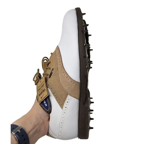 Womens Nike Golf Airliner Brown White Saddle Shoes Cleats with Spikes Size 9.5