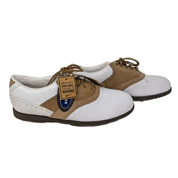 Womens Nike Golf Airliner Brown White Saddle Shoes Cleats with Spikes Size 9.5
