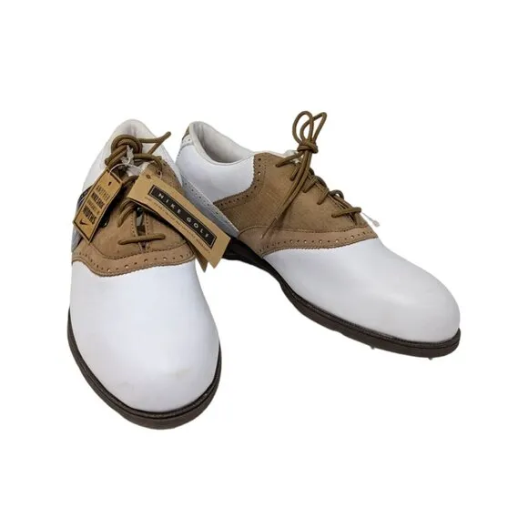 Womens Nike Golf Airliner Brown White Saddle Shoes Cleats with Spikes Size 9.5