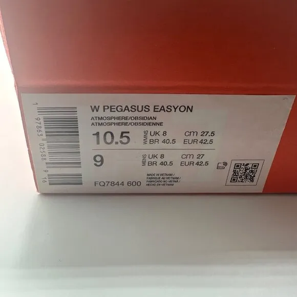Women's Nike Pegasus EasyOn Road Running Shoes FQ7844-600 SzWomen 10.5 / Men 9