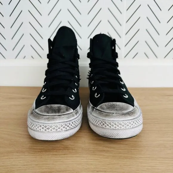 🤩Women's Shoes Converse Chuck 70 Hi Sz 5 Studded Black White Punk A07207C Rare