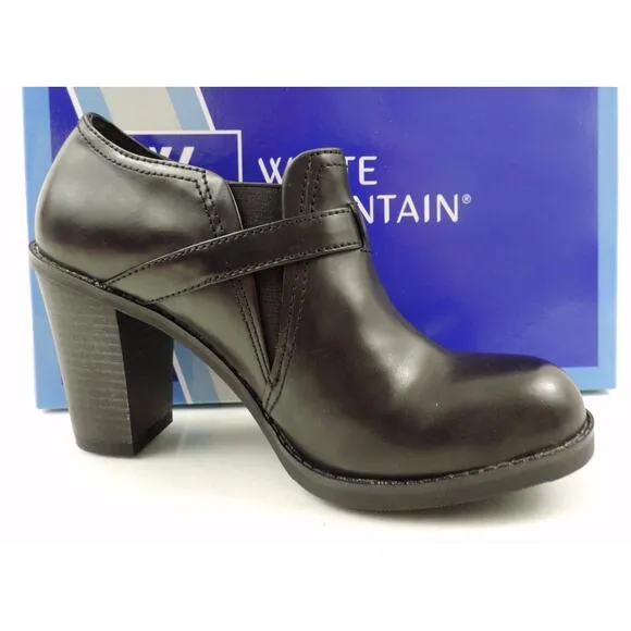Women's Shoes White Mountain Ticket Ankle Booties Shooties Black Smooth Size 10
