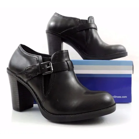 Women's Shoes White Mountain Ticket Ankle Booties Shooties Black Smooth Size 10