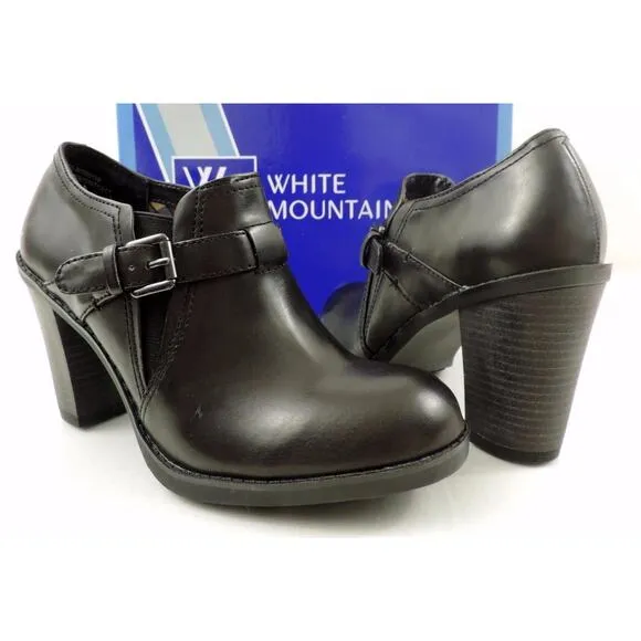 Women's Shoes White Mountain Ticket Ankle Booties Shooties Black Smooth Size 10