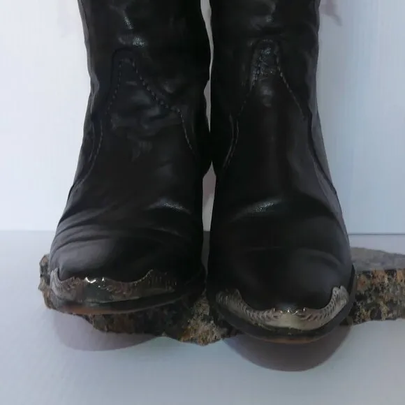 Women's Vintage Laredo metal toeguard beaded tassel western boots sz 6