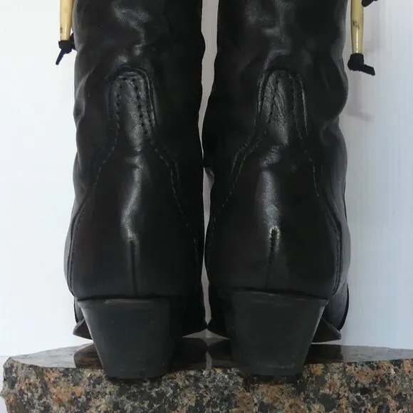 Women's Vintage Laredo metal toeguard beaded tassel western boots sz 6