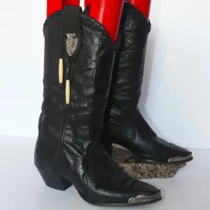 Women's Vintage Laredo metal toeguard beaded tassel western boots sz 6