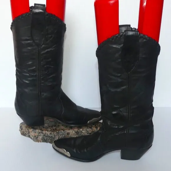 Women's Vintage Laredo metal toeguard beaded tassel western boots sz 6