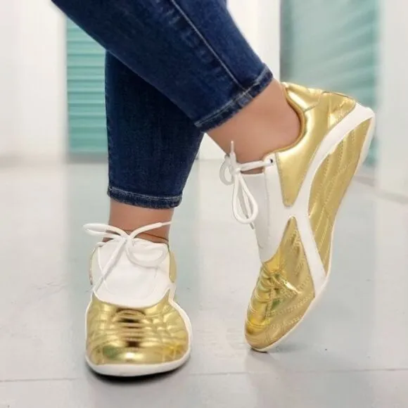Women's Gold Low Top Sneakers