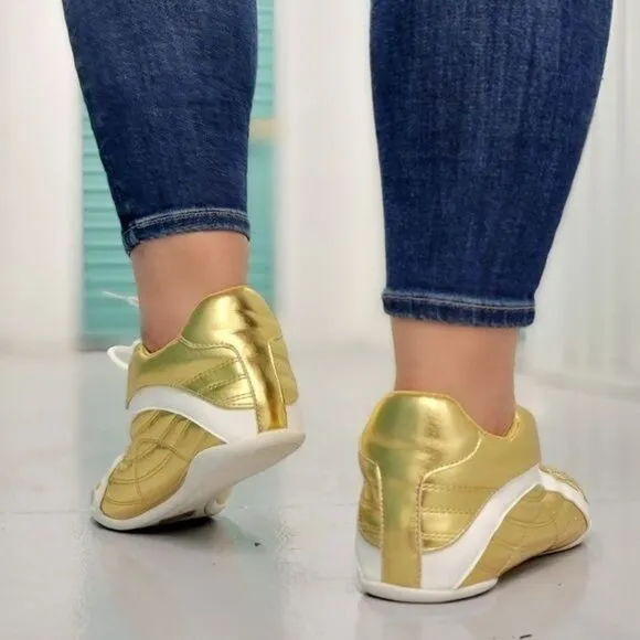 Women's Gold Low Top Sneakers