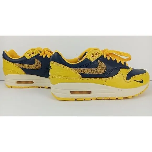 WOMENS NIKE AIR MAX 1 PREMIUM_NAVY/VARSITY MAIZE-NATURAL FJ5479-410 (6.5)