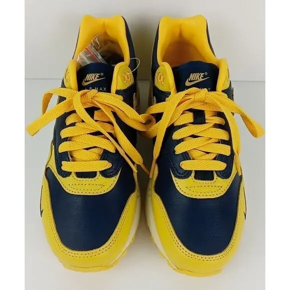 WOMENS NIKE AIR MAX 1 PREMIUM_NAVY/VARSITY MAIZE-NATURAL FJ5479-410 (6.5)