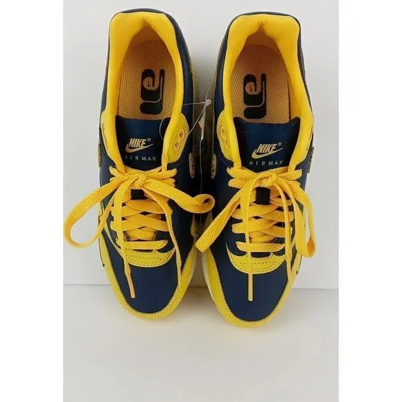 WOMENS NIKE AIR MAX 1 PREMIUM_NAVY/VARSITY MAIZE-NATURAL FJ5479-410 (6.5)