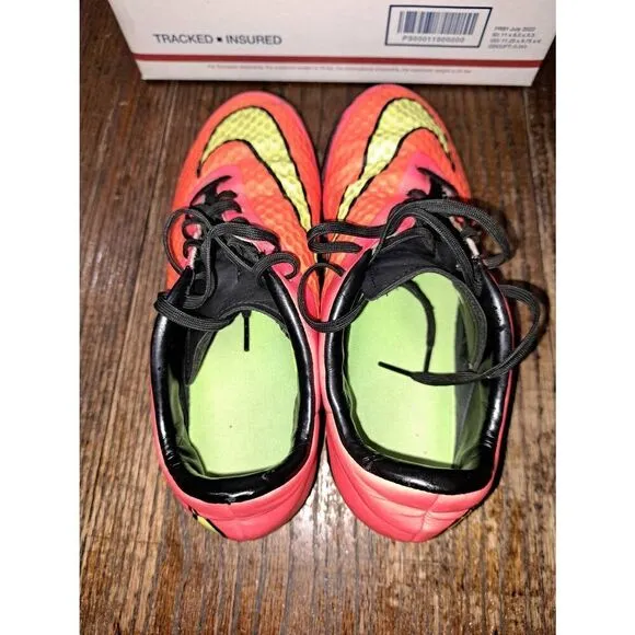 Youth Size 7.5 Nike Hypervenom Phatal Cleats Athletic Shoes Pink Orange Yellow