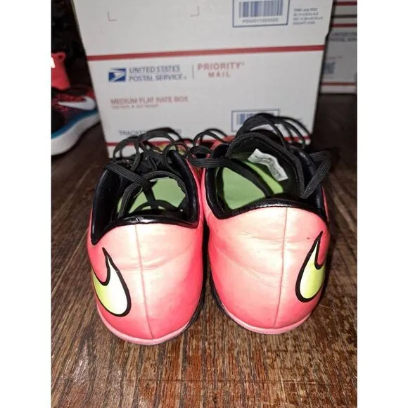 Youth Size 7.5 Nike Hypervenom Phatal Cleats Athletic Shoes Pink Orange Yellow